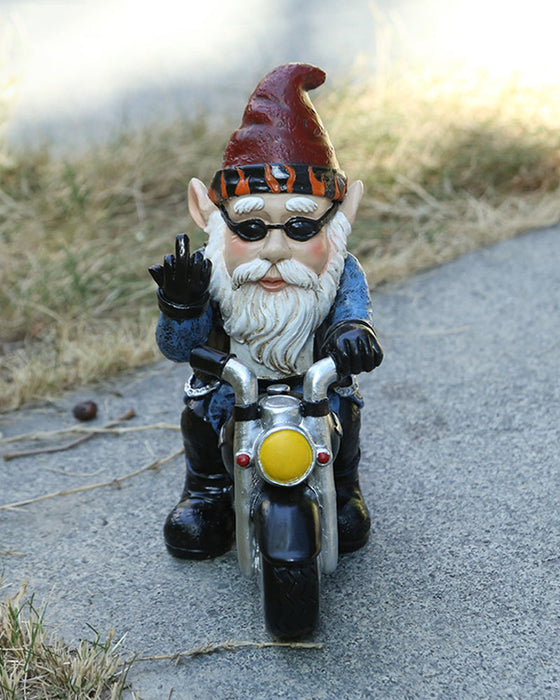 Fun Riding Motorcycle Outdoor Garden Gnome